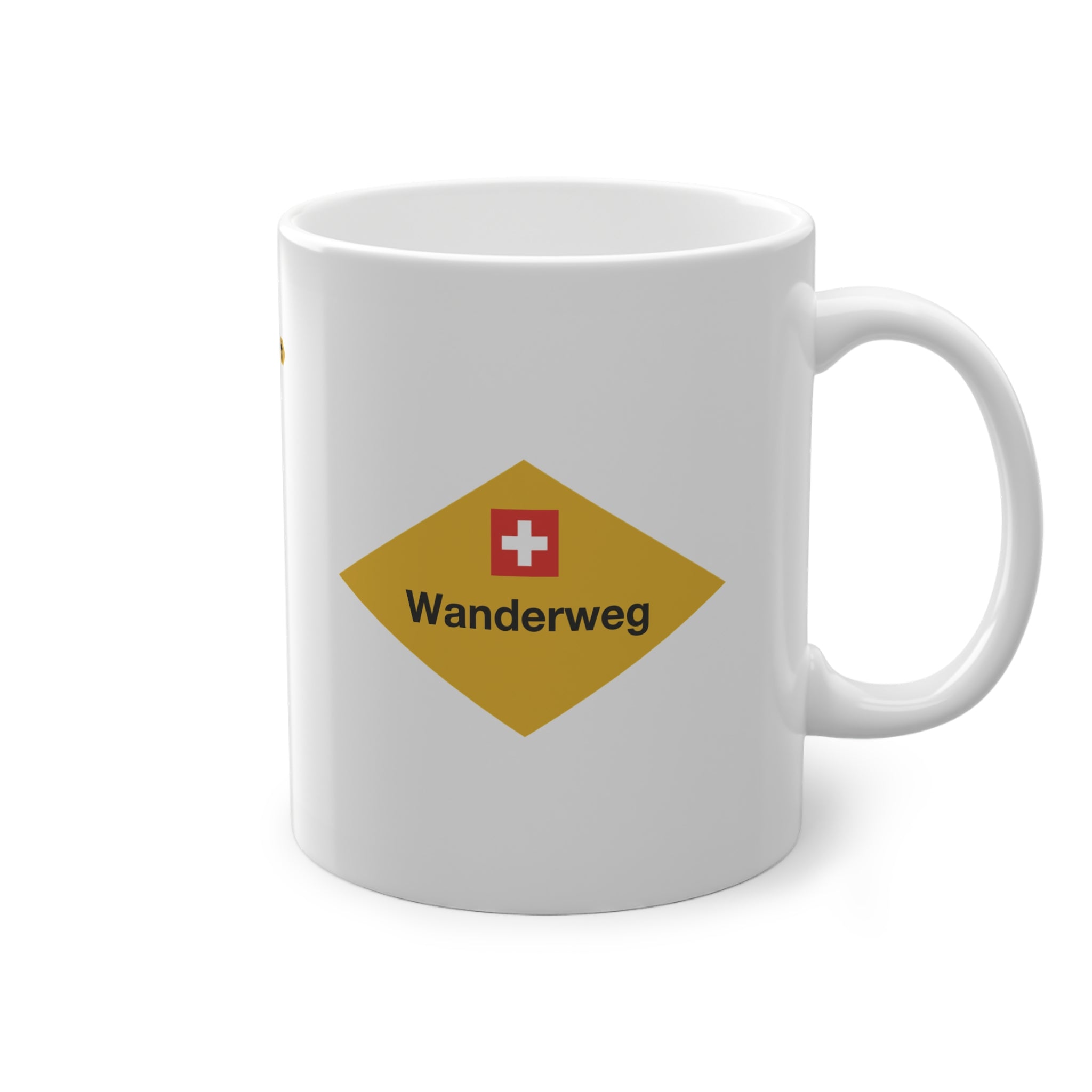 Swiss Wanderweg Coffee Mug - Authentic Hiking Trail Sign Design (330ml)