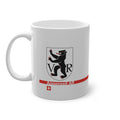White ceramic mug featuring the black walking bear of the Appenzell Ausserrhoden (AR) coat of arms with the letters V and R, a modern red horizontal line with 'Appenzell AR' text, and a small Swiss cross below.
